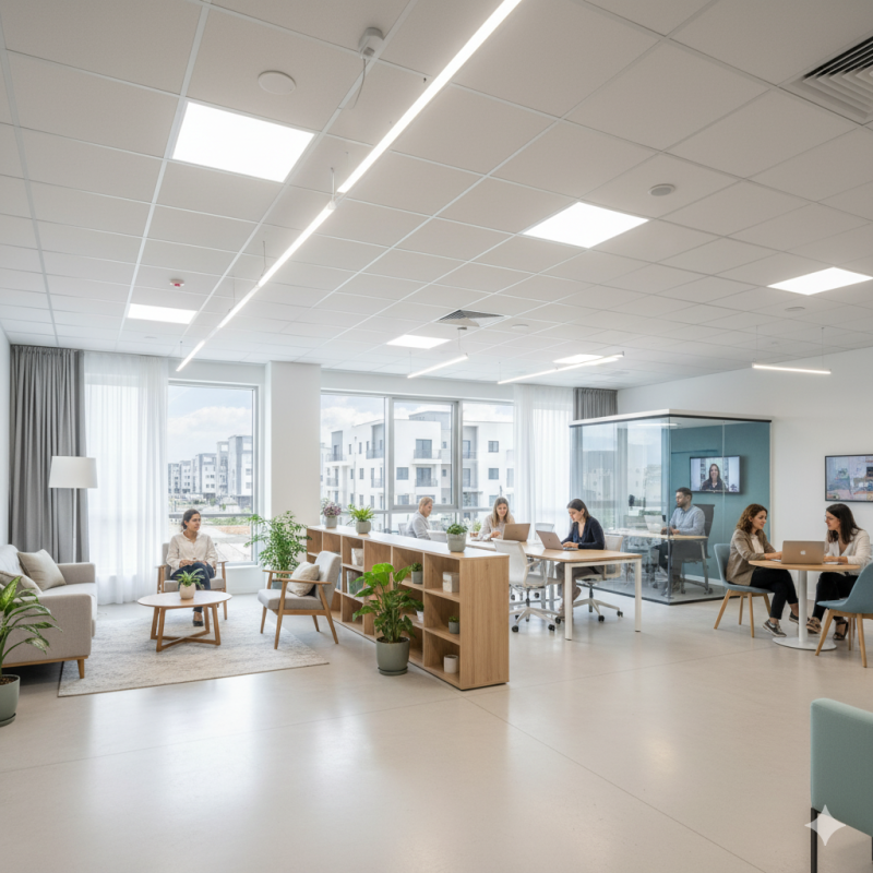 קליניקות ומשרדים להשכרה בחריש. פינה לשבת מציע חללים מרוהטים וגמישים לפי שעה, יום או חצי יום, מוכנים לעסק שלכם.